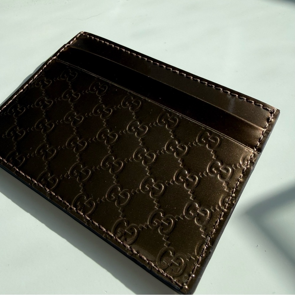 Gucci Bronze Microguccissima Leather Card Holder - Picture 6 of 7